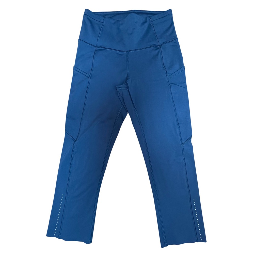 Lululemon Fast and Free Crop II 19 Nulux Nocturnal Teal Running Leggings Size 4 - Picture 2 of 6